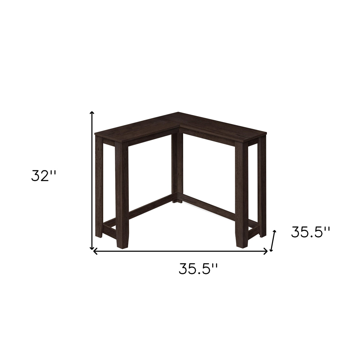Hms 36\" Espresso Solid Wood Distressed Corner Console Table
