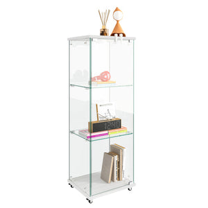 47.9" Glass Display Cabinet Showcases Cabinet for Living Room Storage for Action Figure Garage Kits Home Decor