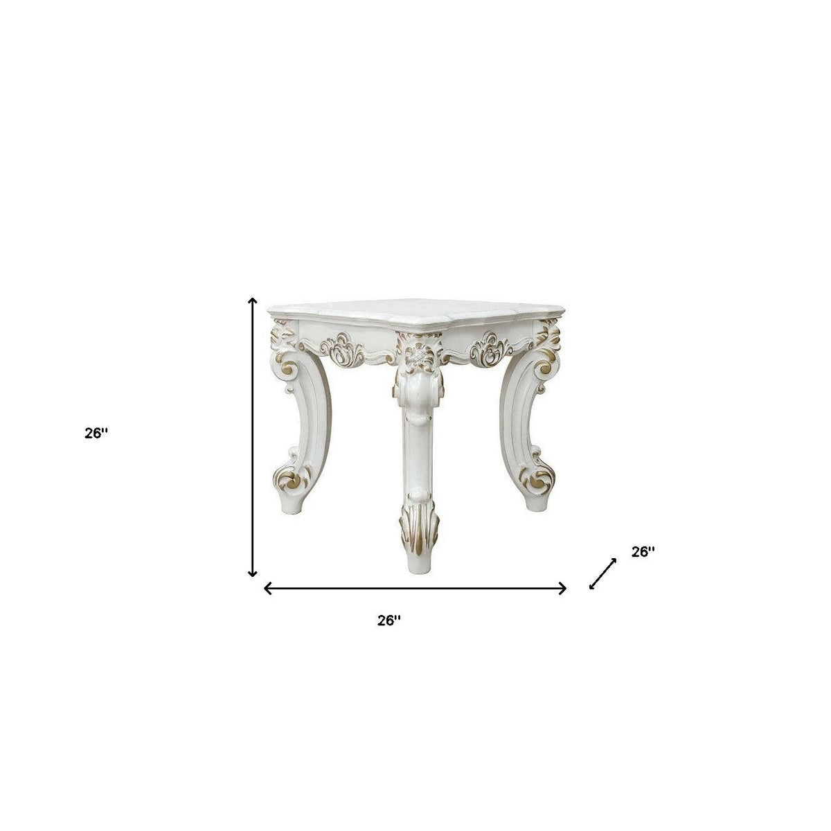 26\" Antique Pearl HMS Manufactured Wood Square End Table Console Tables Product