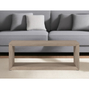 48\" Gray Classic Design Coffee Table with Shelf HMS Metal and MDF Wood for Living Room Home Furniture