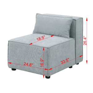 Simple and Grand 3-Seater Modular Sofa in Grayish Blue Chenille Fabric Soft Seat Back Knock FCJ Version
