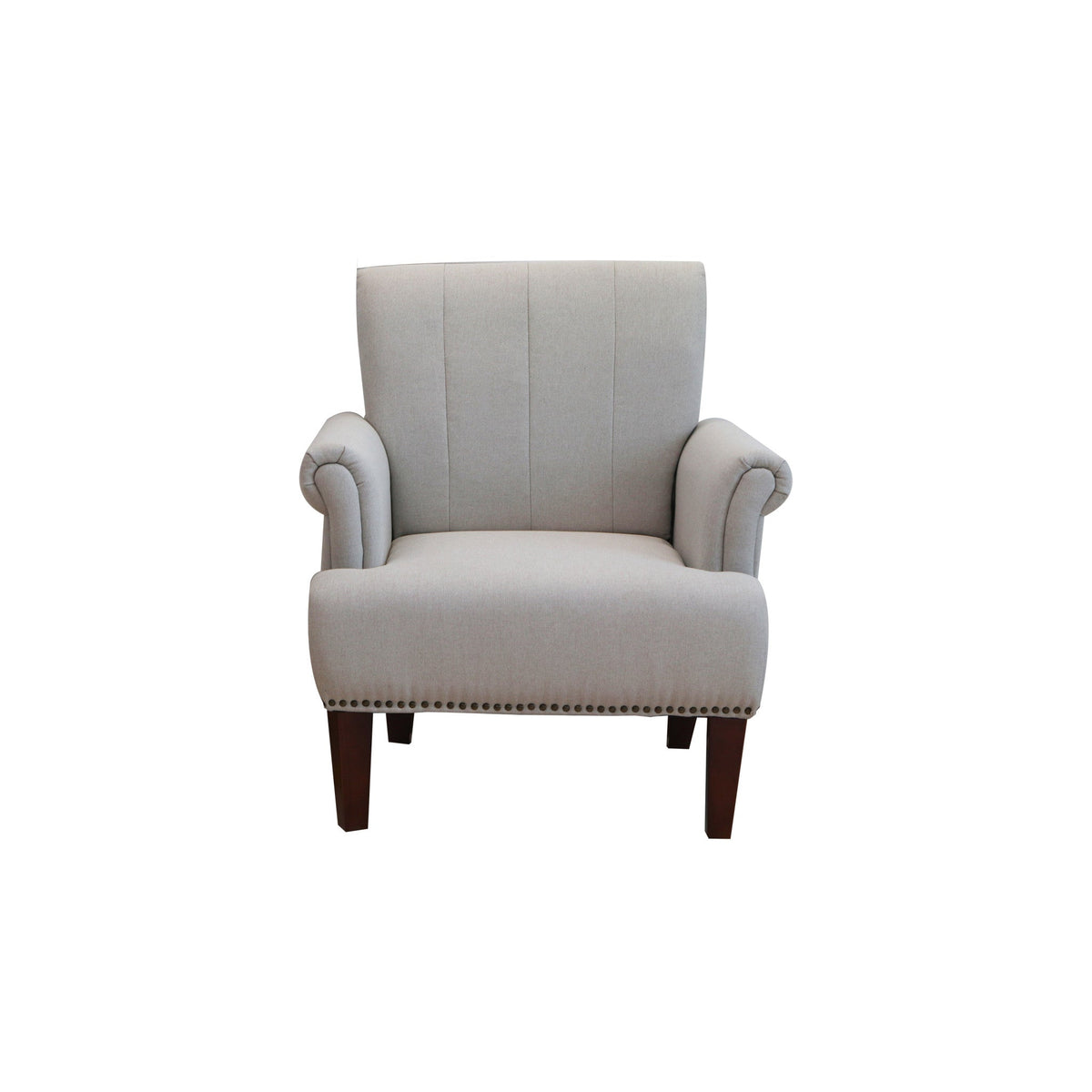 HMS 30\" Light Gray and Brown Upholstered Arm Chair for Living Room