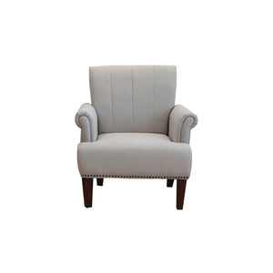 HMS 30\" Light Gray and Brown Upholstered Arm Chair for Living Room