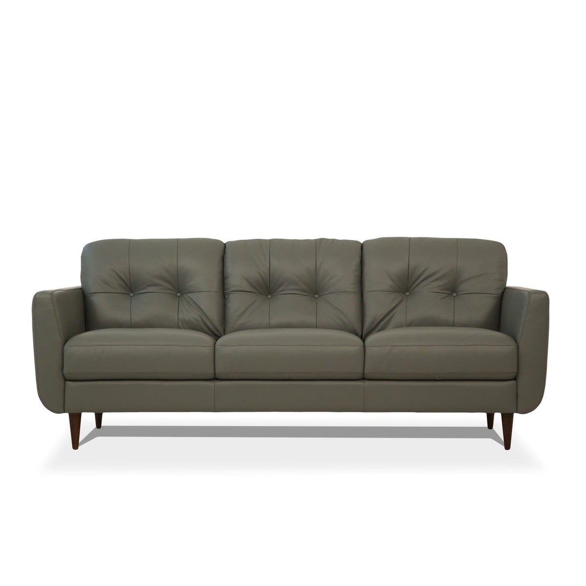 HMS 83 2-Seater Green Genuine Leather Chesterfield Sofa with Black Legs Elegant Home Living Room Furniture Set
