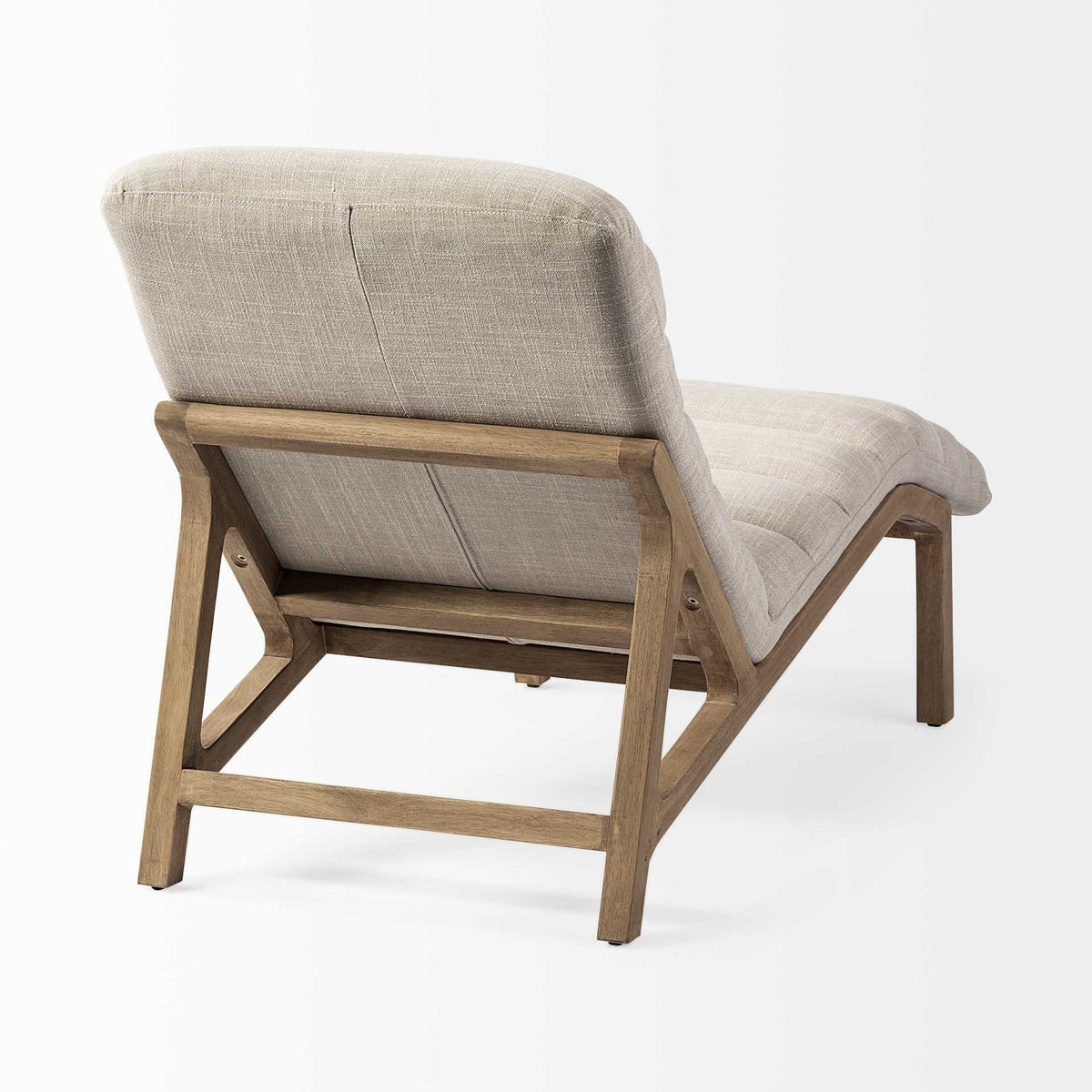 HMS 54 Cream and Brown Fabric Tufted Lounge Chair for Living Room
