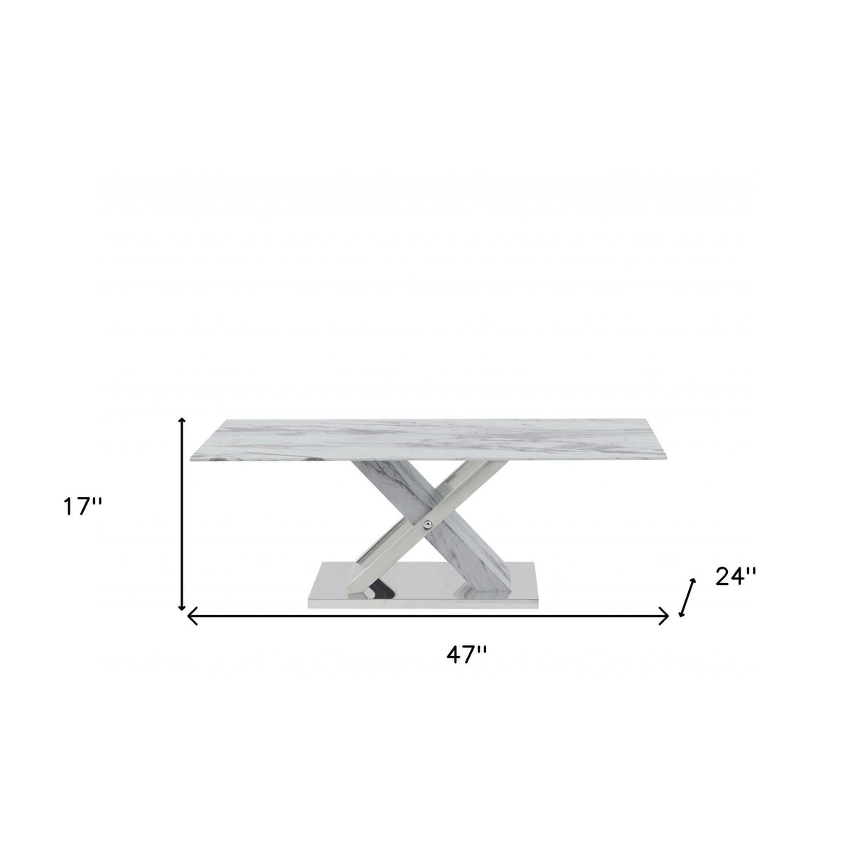 HMS 47\" White and Gray Glass and Steel Coffee/Tea Table with Living Room TV Stand Set Metal Frame Furniture