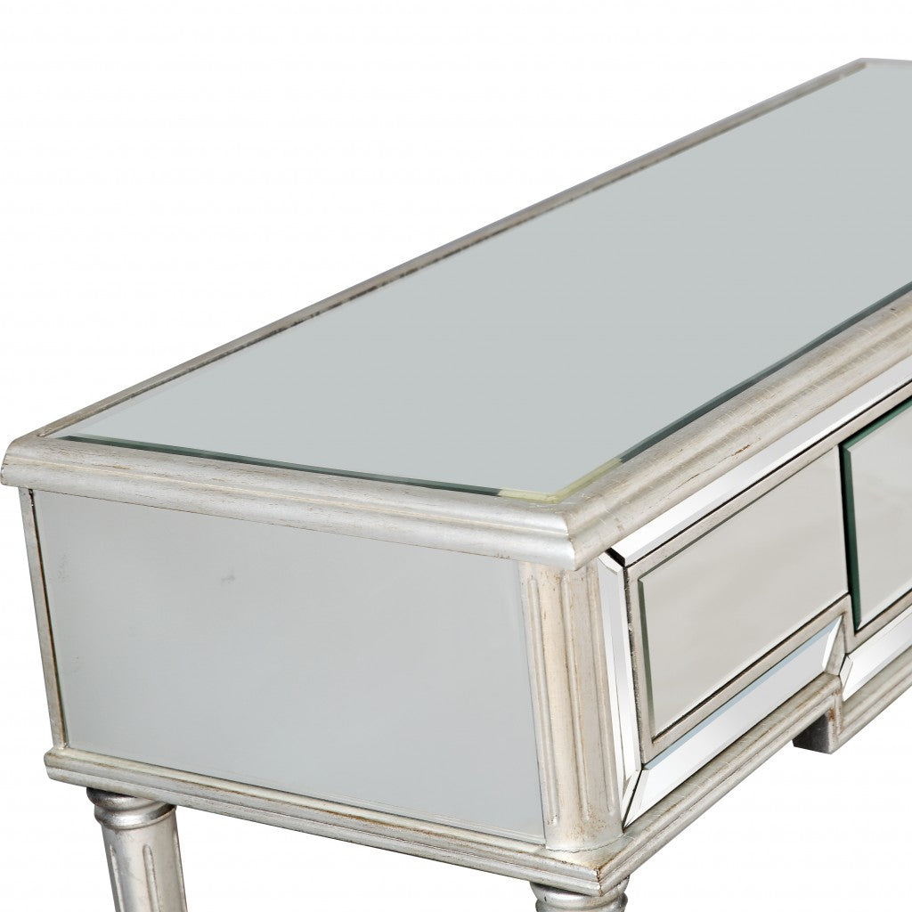 HMS Classic Silver Leaf Antiqued Console Table for Entry Living Room Hotel Bedroom Farmhouse Iron Wood Versatile Home Furniture