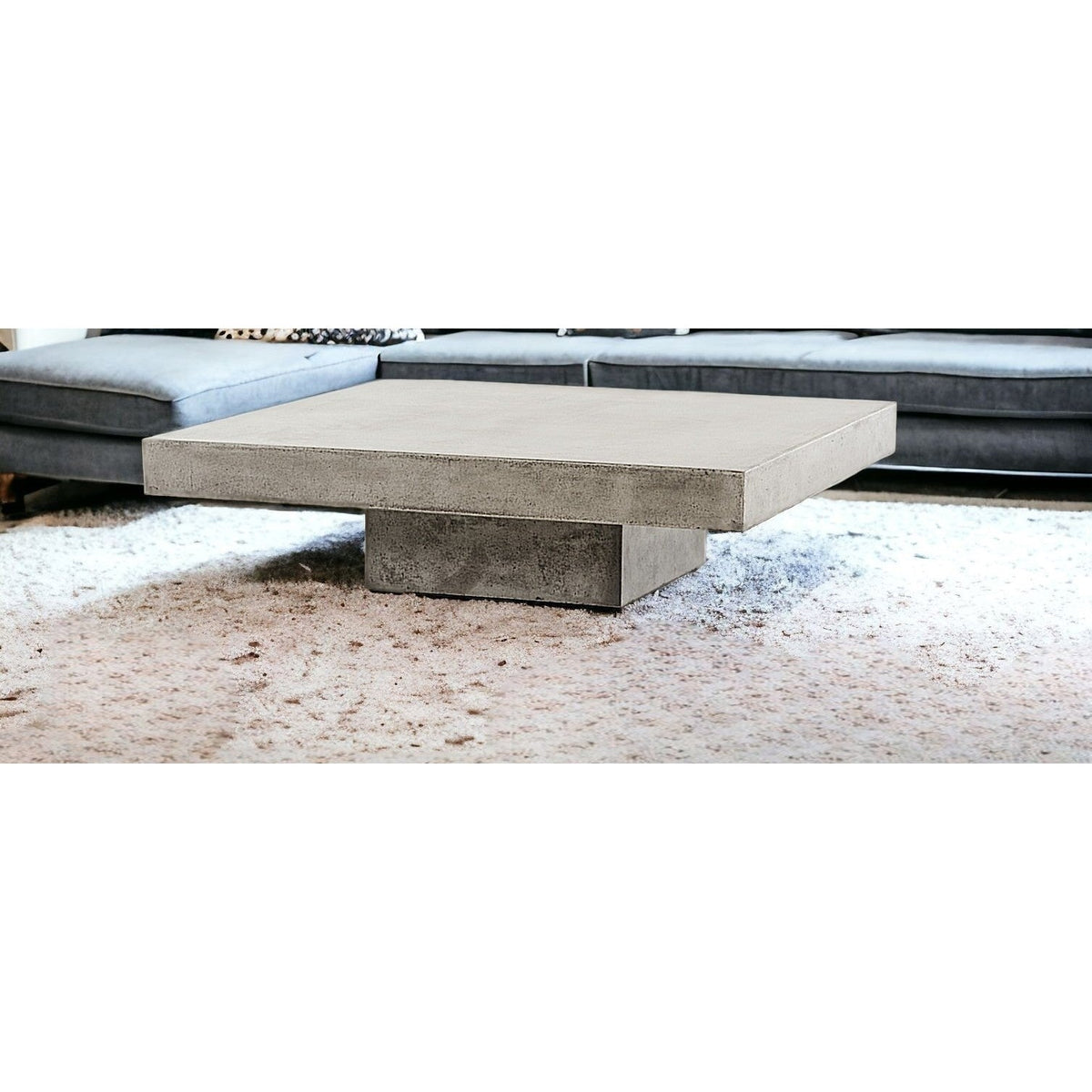 HMS 43\" Gray and Dark Gray Concrete Square Block Coffee Table