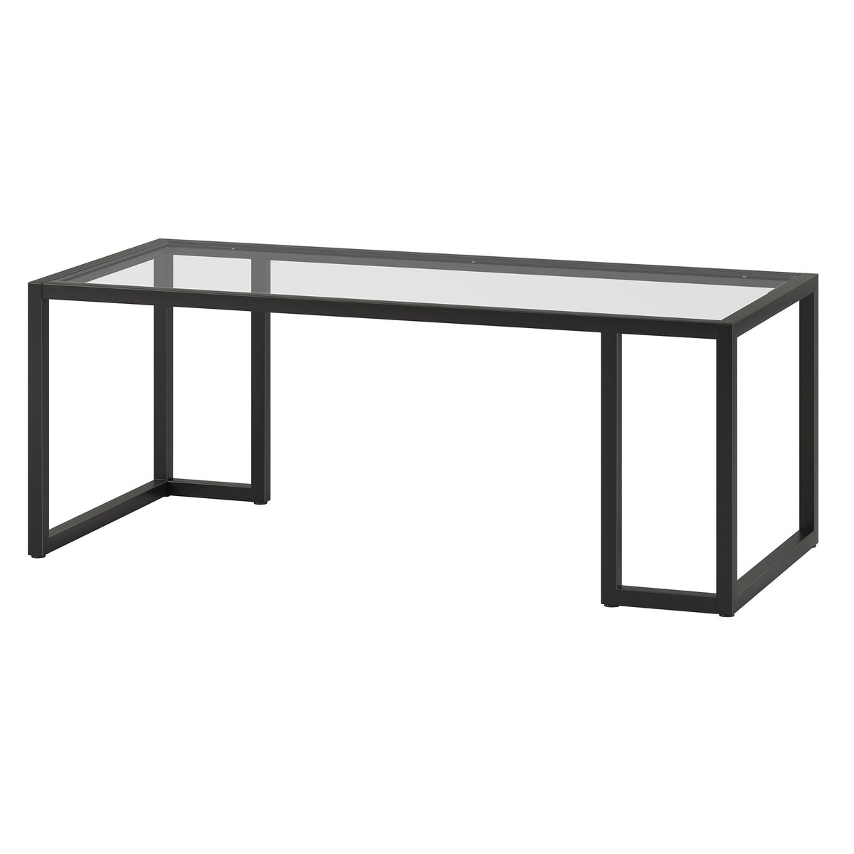 HMS 45 Convertible Coffee Table Black Tempered Glass Top with Steel Frame Modern Simple Farmhouse Style for Living Room