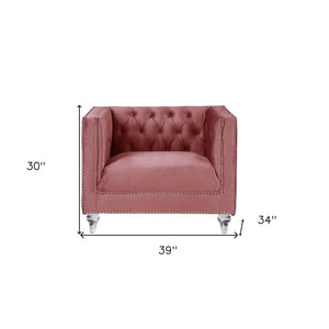 HMS 39 Pink Black Velvet Tufted Arm Chair Contemporary Home Office Bedroom Furniture Comfortable Reclining Massage for Bar