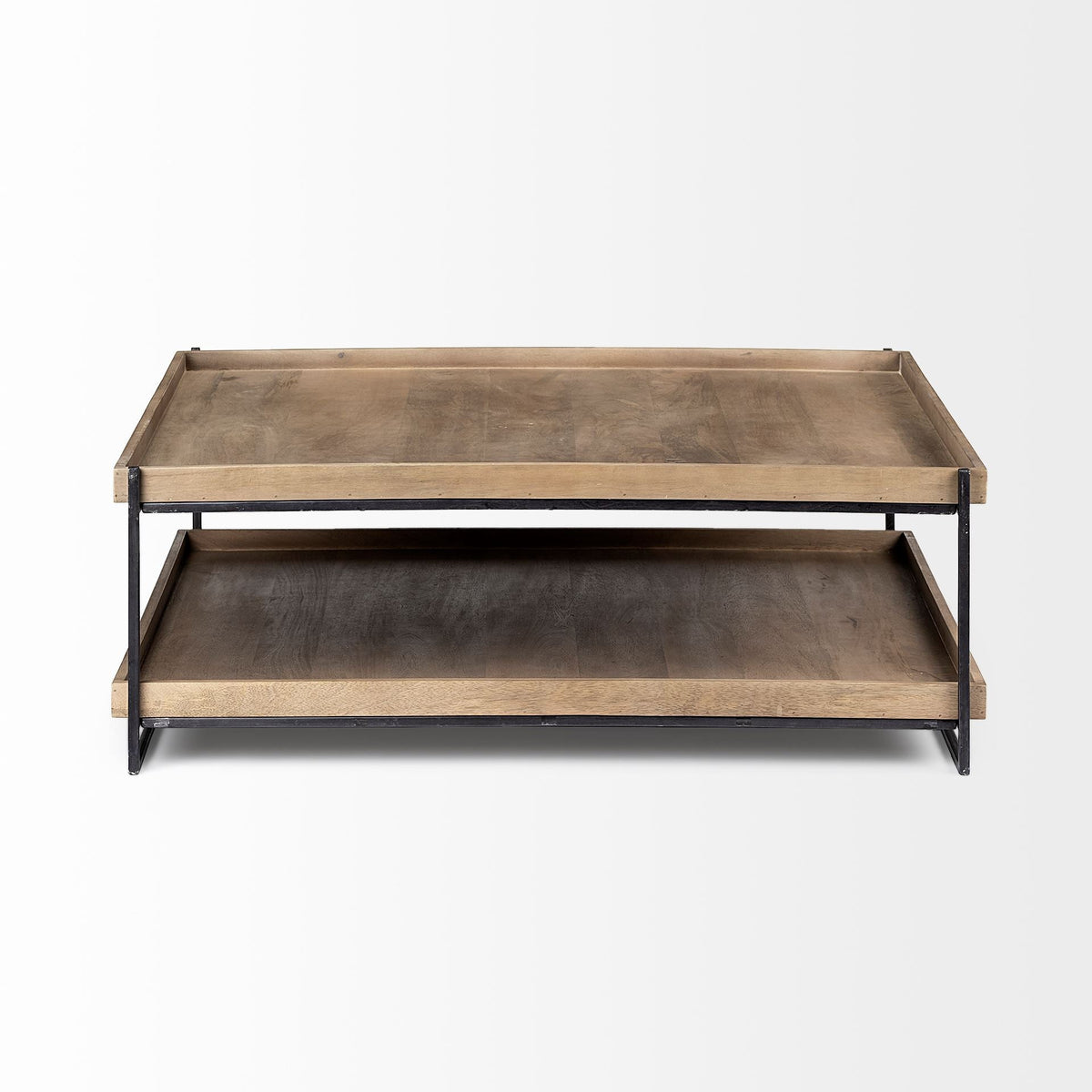 HMS 46\" Coffee Table with Natural and Black Solid Wood and Metal Featuring a Shelf