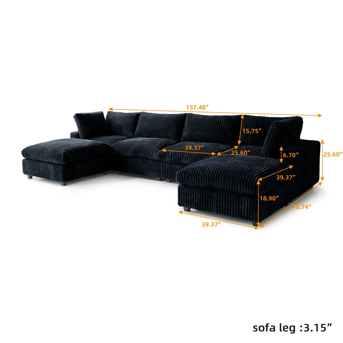 ATUNUS USA in Stock Drop Shipping Sofa American Traditional Living Room Furniture Corduroy Modular Sectional Couch Sofa Sets