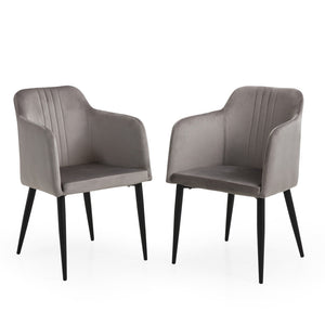hms Set of Two 23" Gray and Black Velvet Arm Chair