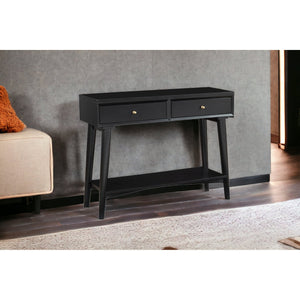 HMS 42\" Black Floor Console Table with Shelves Drawers Versatile Furniture for Entry Living Room Hotel Bedroom Farmhouse