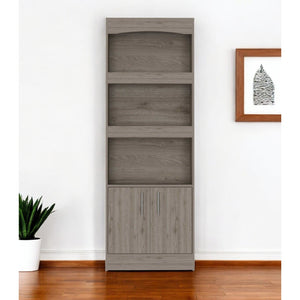 HMS 71 Three-Tier Bookshelf with Two Doors Foldable Living Room Furniture for Home Office Workshop Bedroom Application