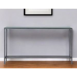 HMS 56 Silver Gunmetal Mirrored Glass Console Table Contemporary Home Furniture for Living Room Bedroom Hotel Entry Decoration