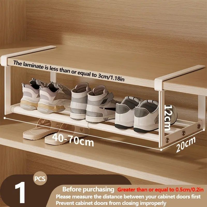 Adjustable Expandable Iron Shoe Rack Space-Saving Stackable Hanging Storage with Bottom Basket for Home Wardrobe Bathroom Sink