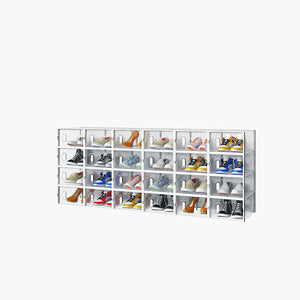 Black, Big Size Shoe Rack, 12PCS, 36*28*21cm, Shoe Box, Plastic Mesh, Freely Combinable