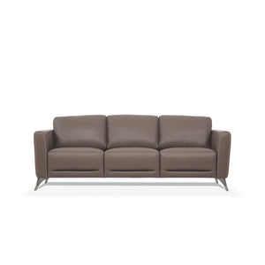 HMS 83 Taupe Genuine Leather 2-3 Seater Sofa Set Black Legs for Home Living Room Furniture Featuring Sponge Filling Material