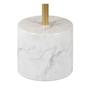 HMS 17\" Gold and White Steel and Stone Round Coffee Table Elegant Indoor Living Room Furniture for Home Use