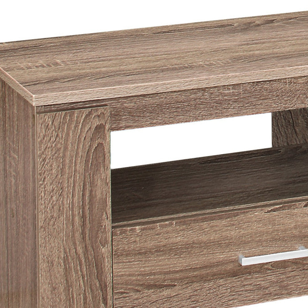 HMS 47\" Deep Taupe Oak TV Stand Traditional-Modern Open Shelving Console for Home Furniture Living Room Cabinet
