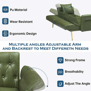Free Shipping USA Warehouse Modern 67.71 Inch Faux Leather Sofa Bed with Adjustable Armrests Living Room Dining Bedroom Made PVC