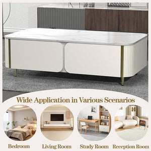 Hot Sale Modern Style Living Room Sintered Stone Coffee Table TV Cabinet Combo Set High-grade Simple Wood Coffee Table