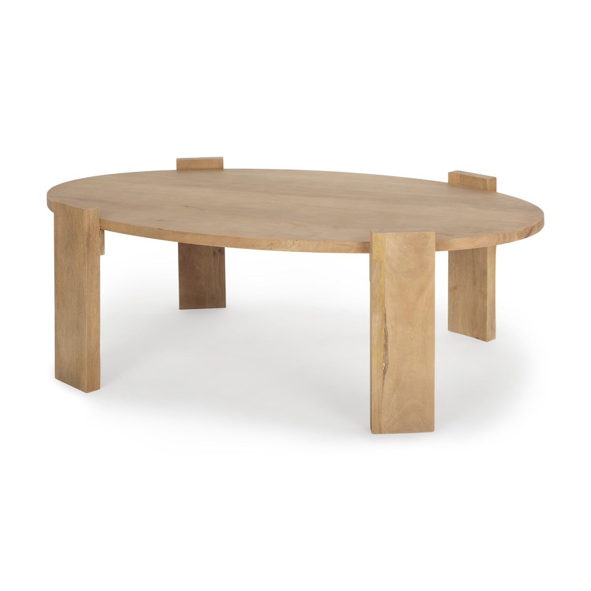 HMS 48\" Natural Solid Wood Oval Coffee Table Handmade Minimalist Design for Home Dining Office Hotel Durable Metal Tea Table