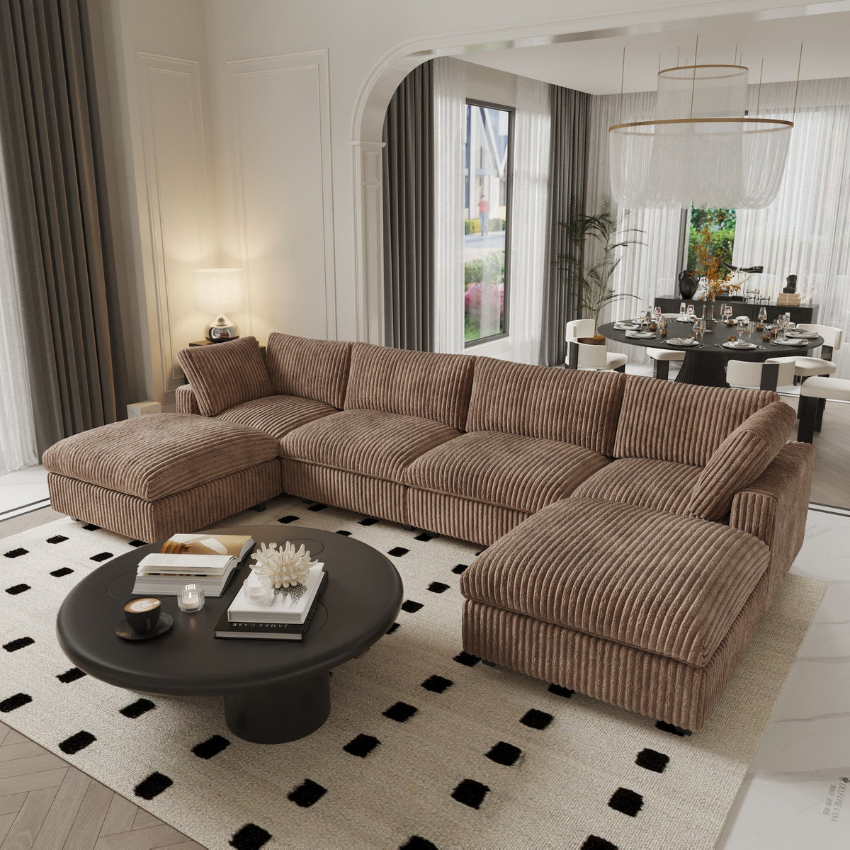 ATUNUS USA in Stock Drop Shipping Sofa American Traditional Living Room Furniture Corduroy Modular Sectional Couch Sofa Sets