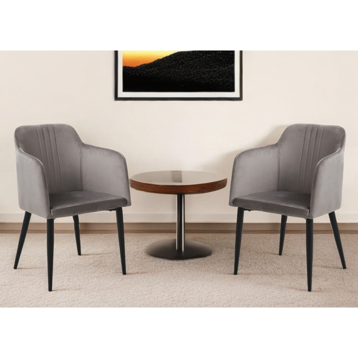 hms Set of Two 23" Gray and Black Velvet Arm Chair
