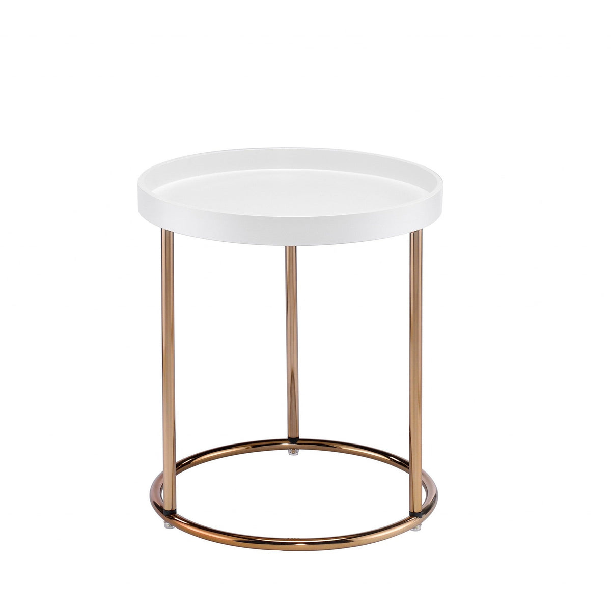 HMS 22\" Round End Table in Copper and White for Living Room Sofas
