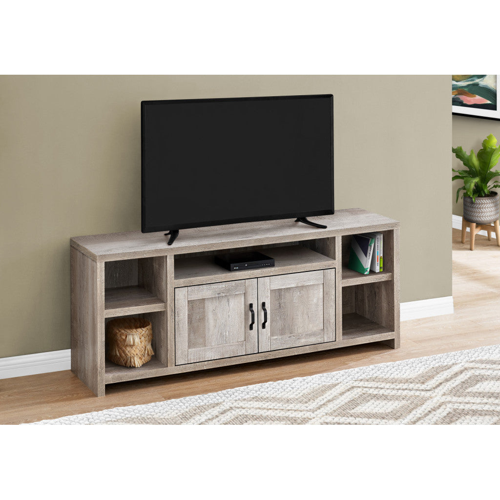 HMS 59 Taupe Distressed Wood TV Stand with Enclosed and Open Storage Elegant Home Entertainment Furniture