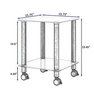 Movable Living Room Tables , Glass Sofa Table with Wheels , Easy to Move 3 Options Setting