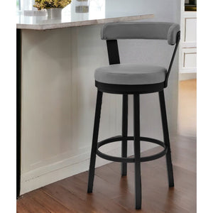 HMS 26\" Gray and Black Fabric Counter Height Swivel Bar Chair Living Room Iron Chair with Stylish Design