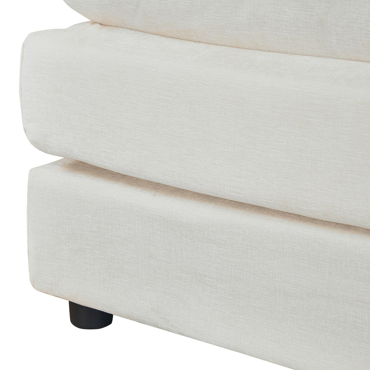 4-Seater Beige Sofa with 2 Footrests for Living Room
