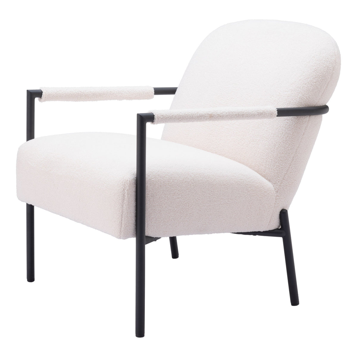 HMS 26\" Ivory Black Sherpa Faux Shearling Arm Chair Reclining Feature for Home Office Living Room Modern Design Home Furniture