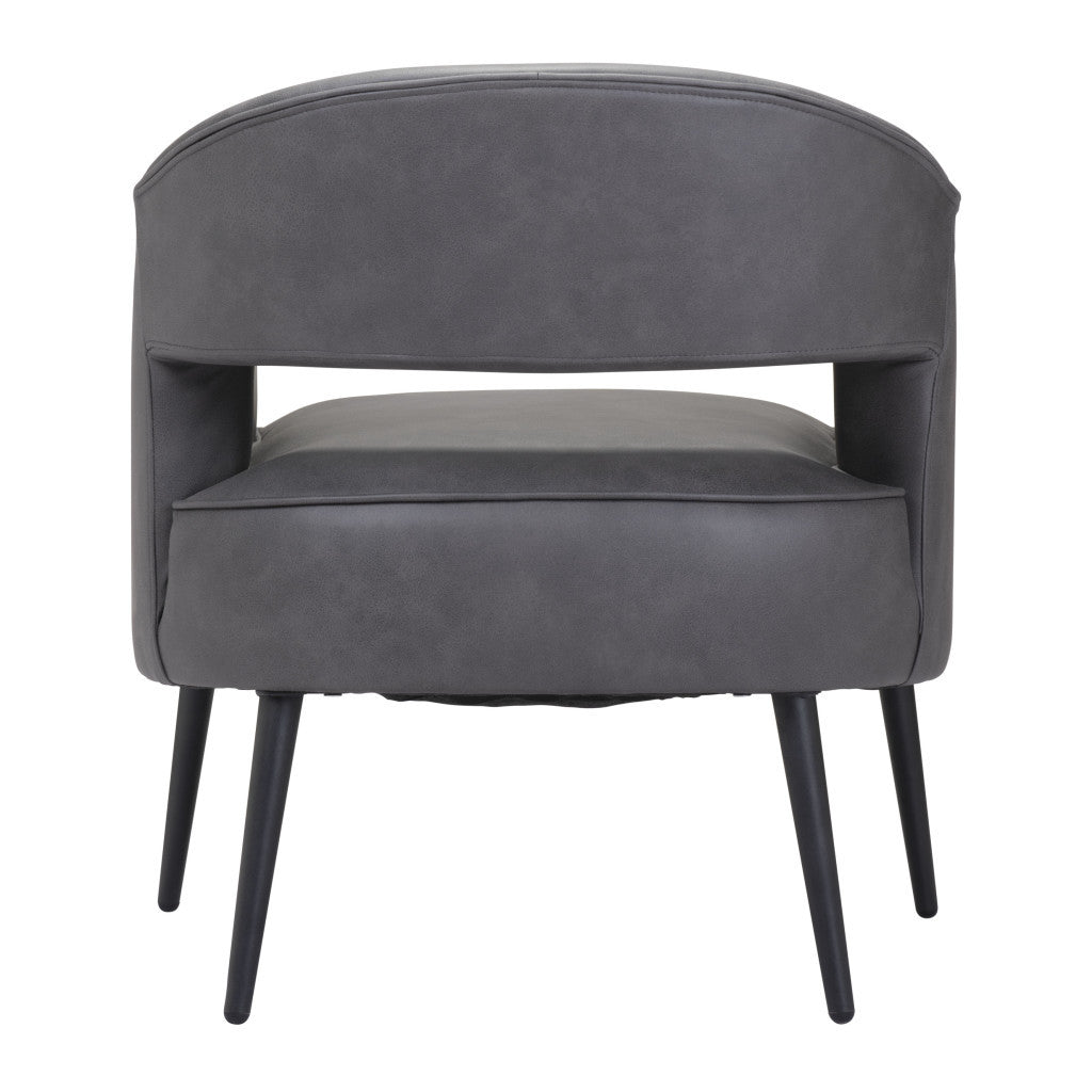 HMS 27\" Gray and Gold Faux Leather Arm Chair with Upholstered Seat Elegant Living Room Chair