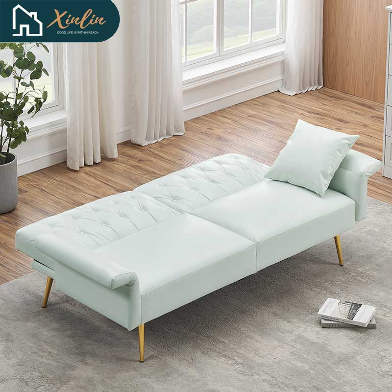 Free Shipping USA Warehouse Modern 67.71 Inch Faux Leather Sofa Bed with Adjustable Armrests Living Room Dining Bedroom Made PVC