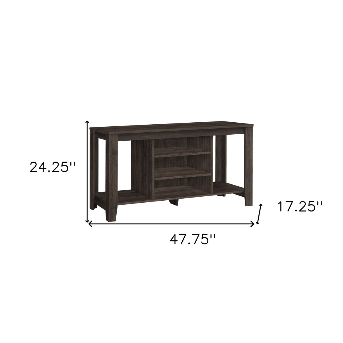 HMS 48\" Brown Open Shelving TV Stand Luxury Modern Wooden and Glass TV Console Electric Features for Living Room or House Use