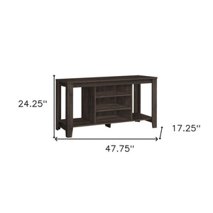 HMS 48\" Brown Open Shelving TV Stand Luxury Modern Wooden and Glass TV Console Electric Features for Living Room or House Use