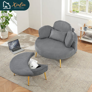 43-Inch Single Grey Velvet Chair Soft and Comfortable for Outdoor Bedroom Hotel Use Nordic Design Style Free Shipping