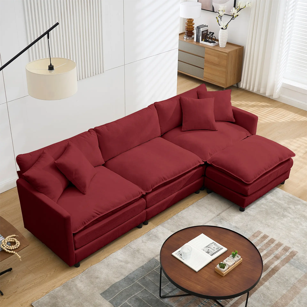 L-Shaped Sectional Sofa with Ottoman