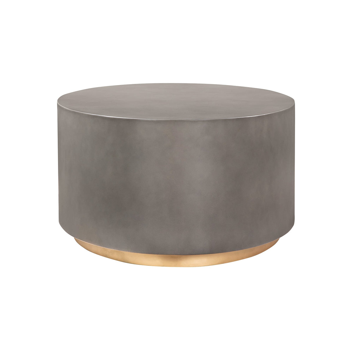 HMS 28\" Gray and Brass Oval Coffee Table Elegant Concrete and Brass Design