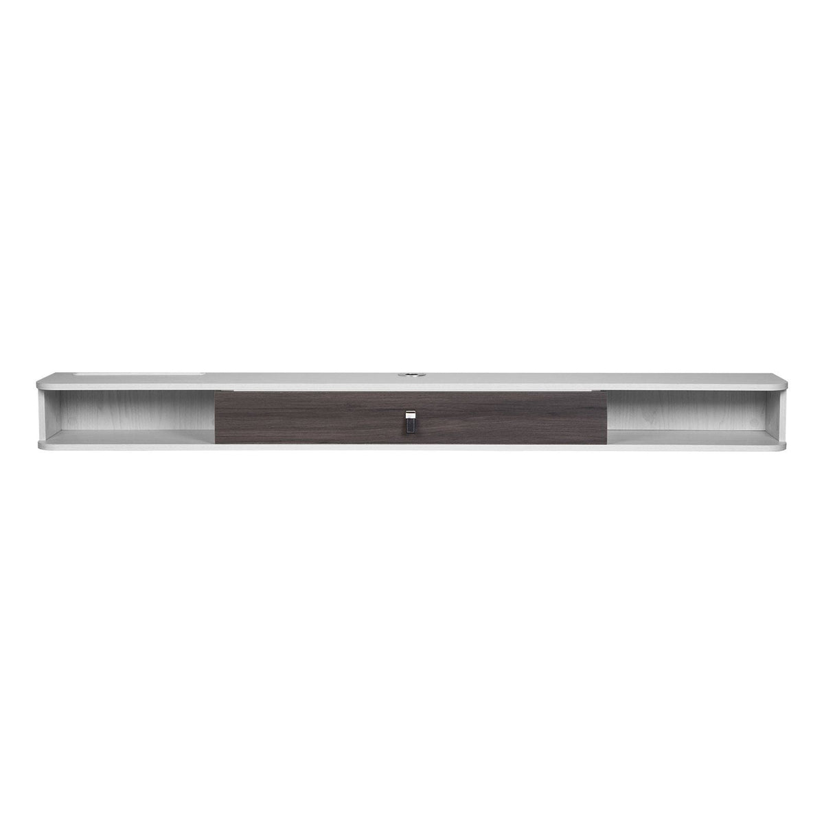 Modern White Floating TV Stand 70 Wall Mount Entertainment Center Cable Hole Particle Board Console DVD Player Cable Box Game