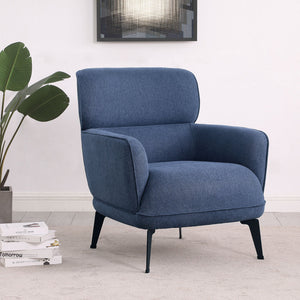 1pc Modern Transitional Style Upholstered Crescent Arm Accent Chair