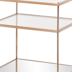 HMS 27\" Contemporary End Table Gold Clear Glass Iron Wood for Living Room Hotel Decoration Featuring Brass Marble Mirrored