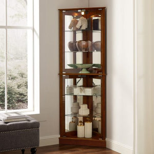 Corner FCJ Lighted Display Cabinet Elegant Treasure Showcase for Home or Store