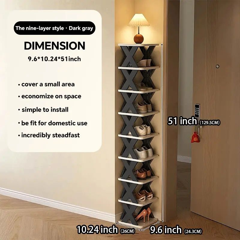 9-Tier Space Saving Vertical Shoe Rack Stackable Organizer for Entryway Closet Dorm
