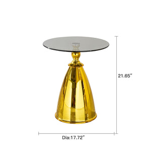 Modern Glass Sofa Side Table Beside Corner Table Living Room Balcony Gold Metal Round Coffee Table