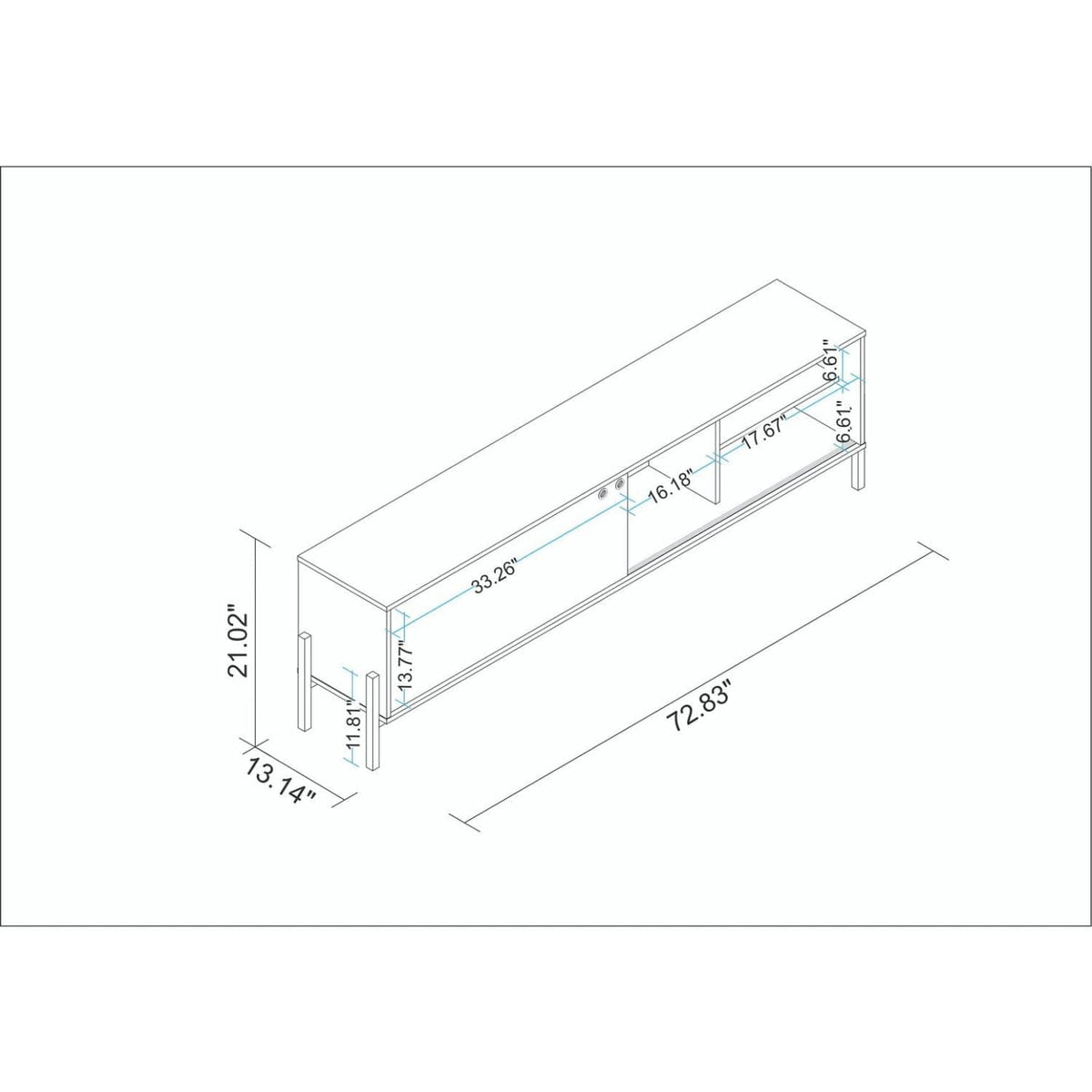 Manhattan Comfort Bowery 72.83 TV Stand With 4 White and Oak Shelves